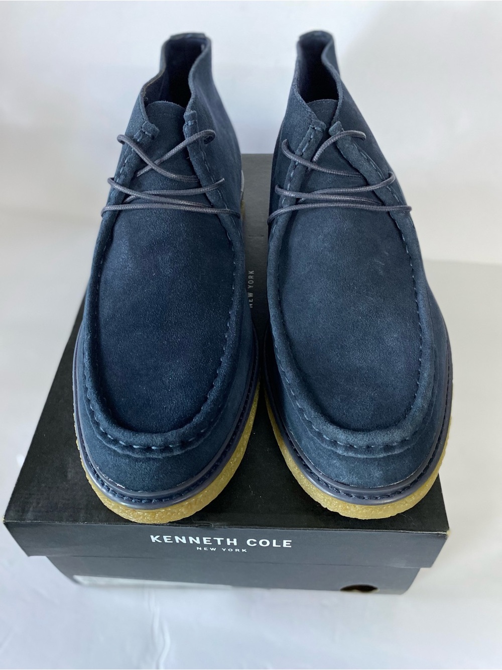 Kenneth Cole Navy Suede Chukka Boots with Crepe Sole